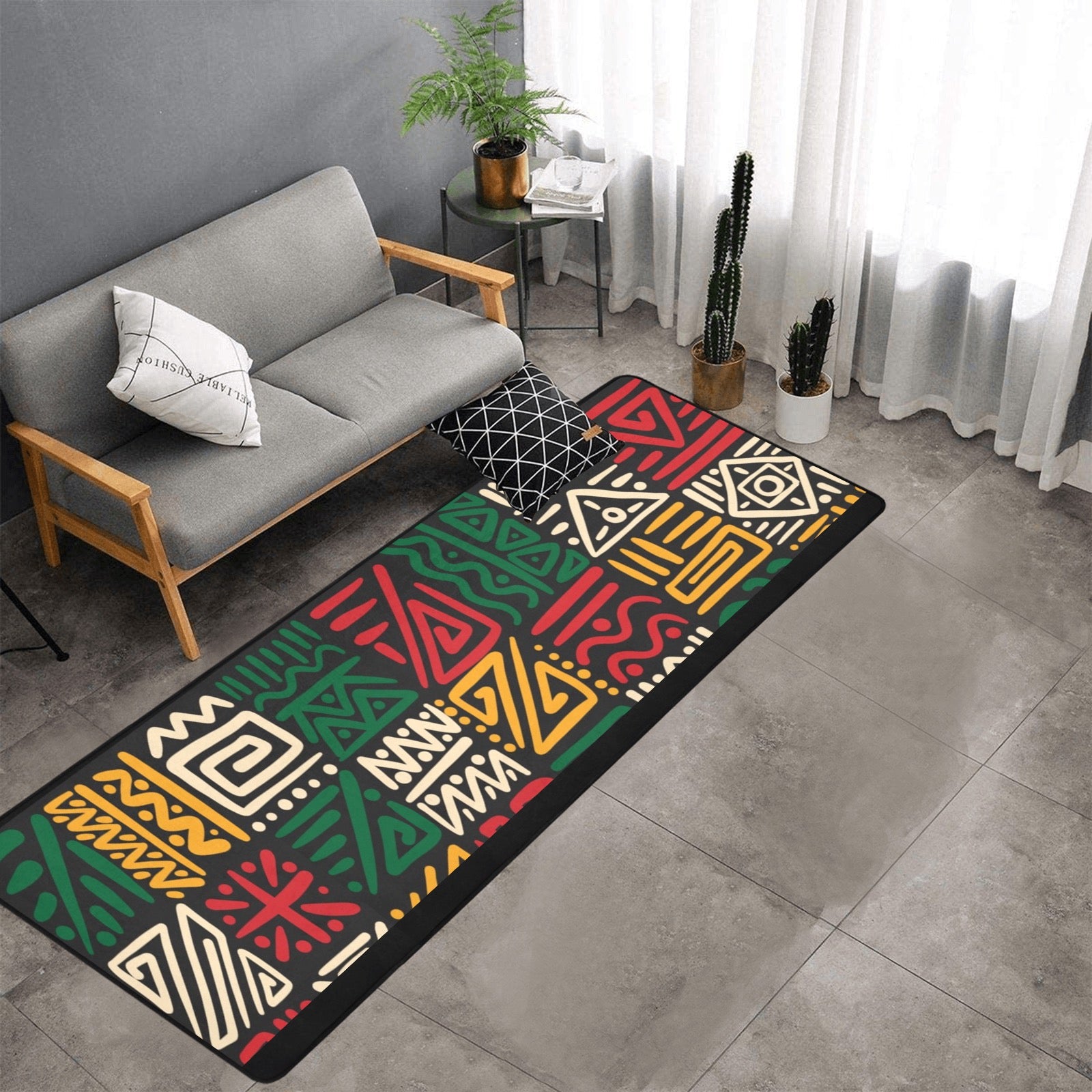 Area Rug with Black Binding  10'x3'3''
