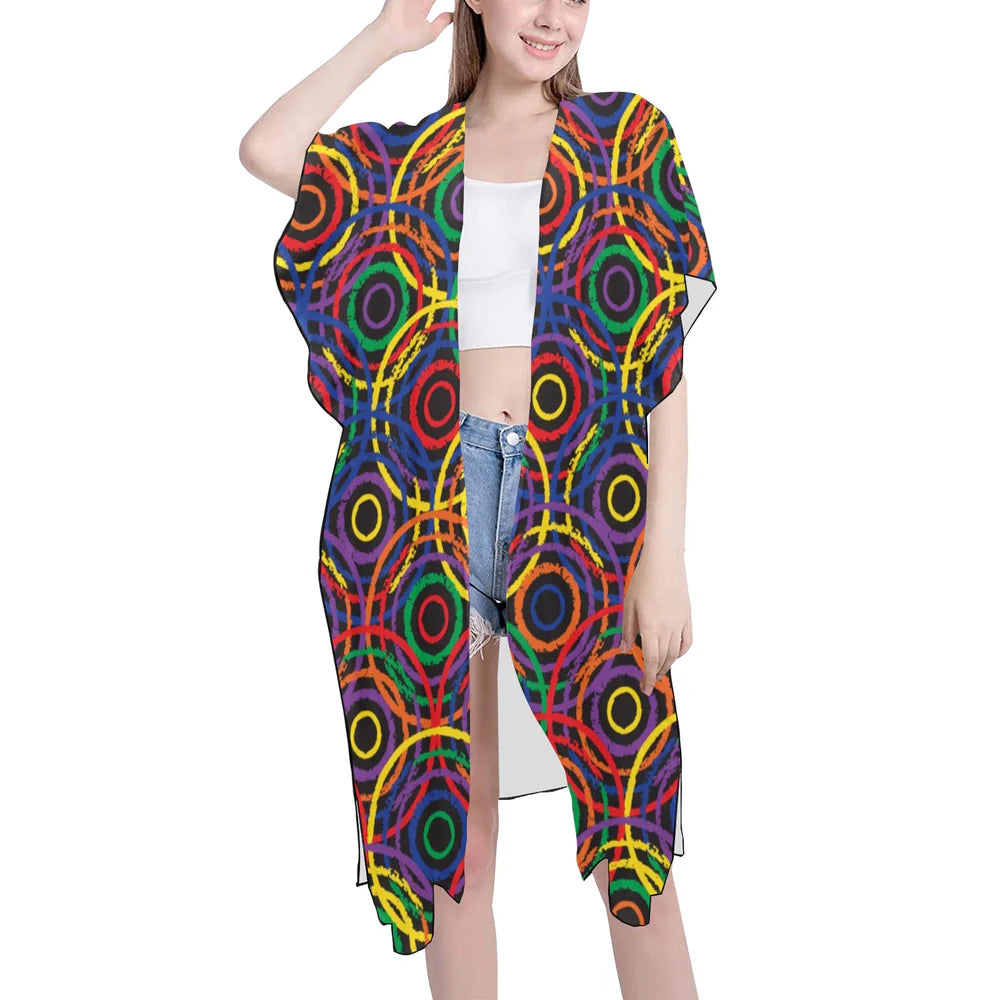 Women's Mid-Length Side Slits Chiffon Cover Up (H50)