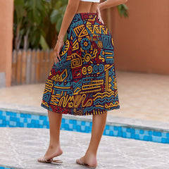 AfroCentrc Pattern  Black culture Black History Harlem Renaissance Skirt ( Harlem Print Magic)