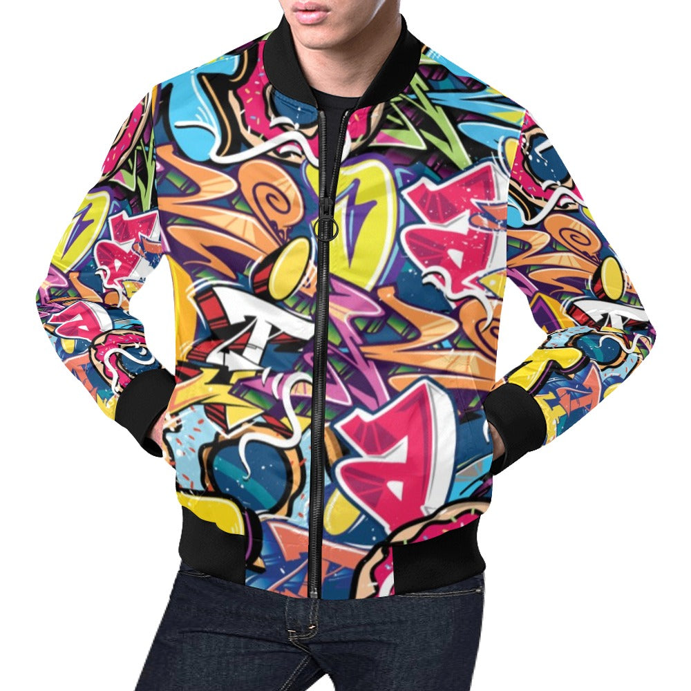 Men's All Over Print Casual Bomber Jacket