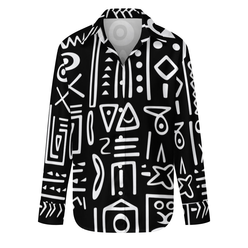 AfroCentrc Pattern  Black culture Black History Harlem Renaissance Women's long sleeved lining  ( Harlem Print Magic)