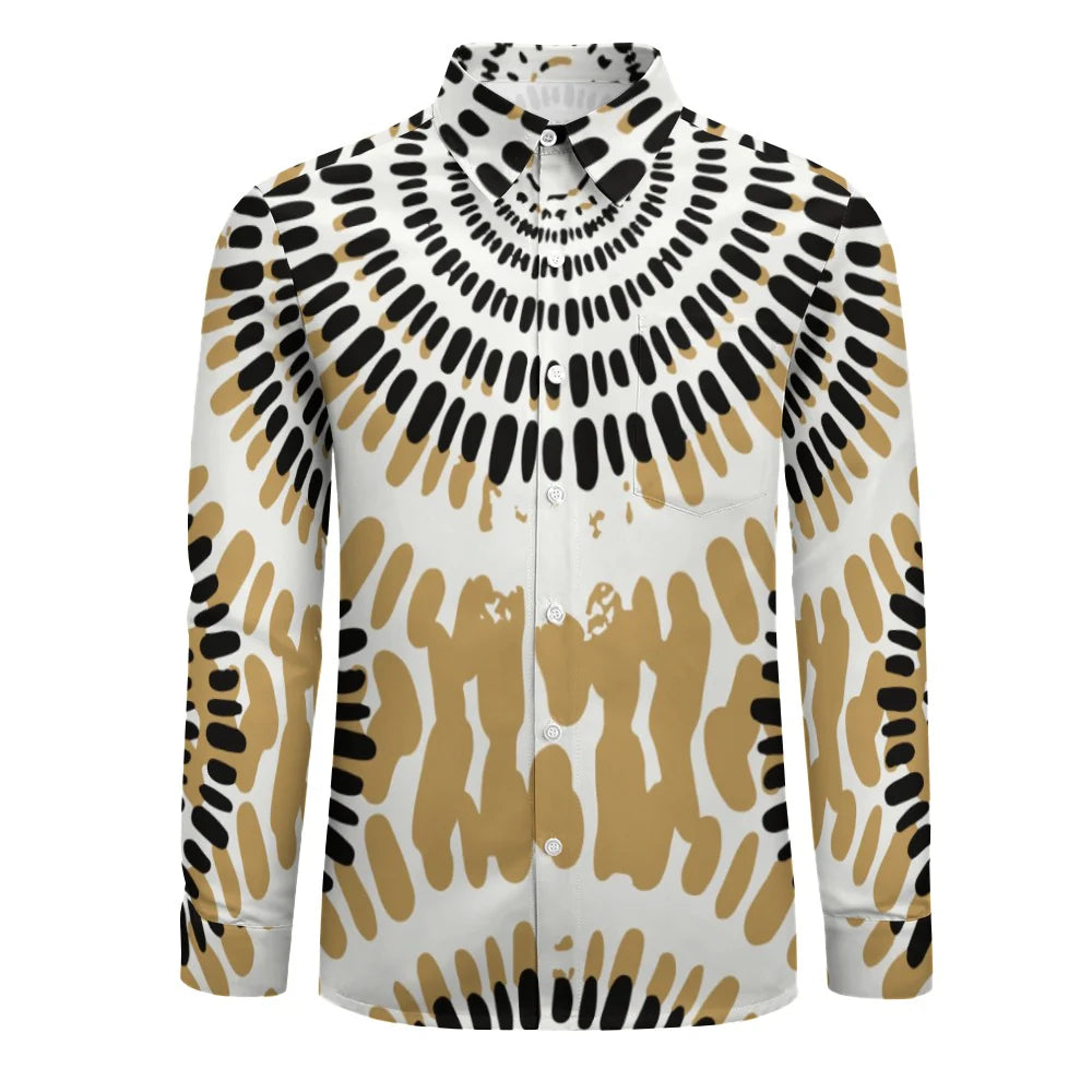 Peach Velvet Casual One Pocket Long Sleeve Shirt HPM