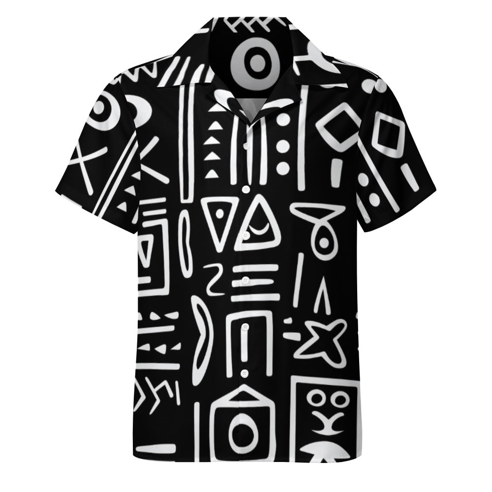 AfroCentrc Pattern  Black culture Black History Harlem Renaissance Cuban collar shirt ( Harlem Print Magic)