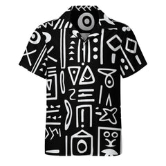AfroCentrc Pattern  Black culture Black History Harlem Renaissance Cuban collar shirt ( Harlem Print Magic)
