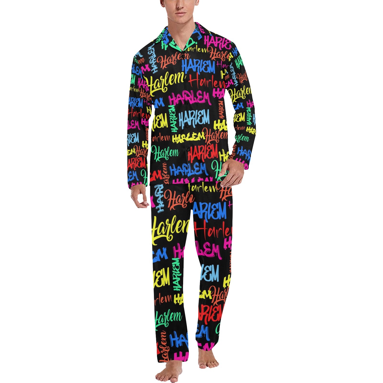 Men's V-Neck Long Pajama Set