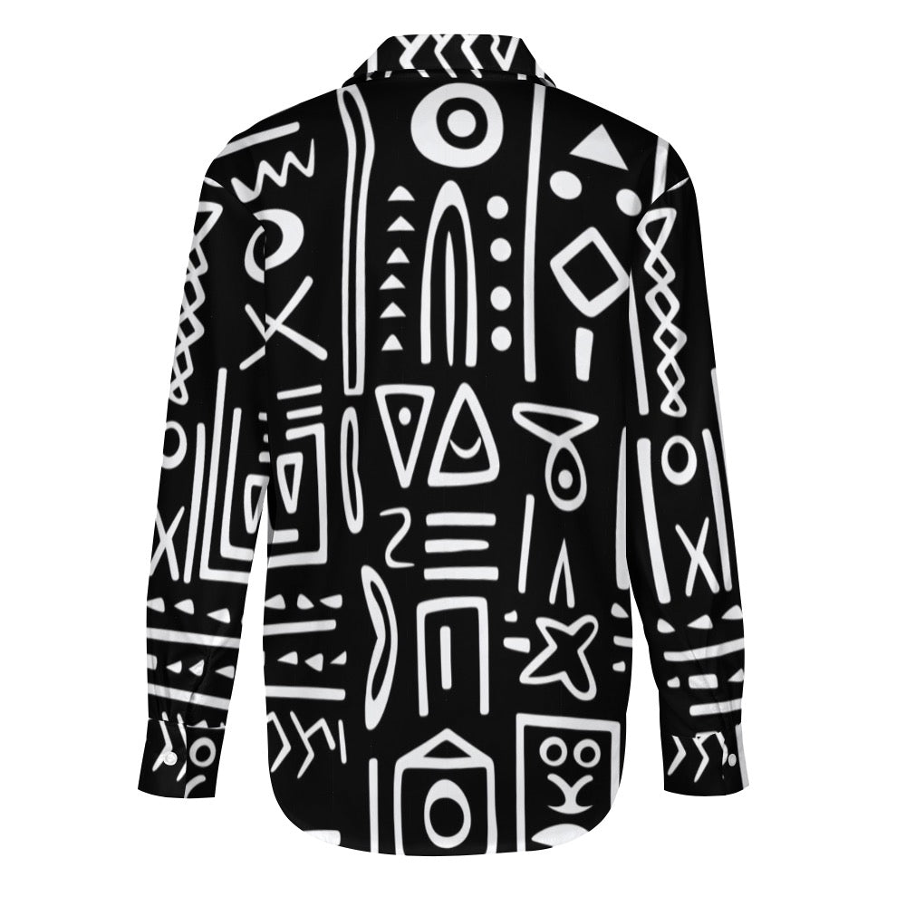 AfroCentrc Pattern  Black culture Black History Harlem Renaissance Women's long sleeved lining  ( Harlem Print Magic)