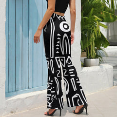 AfroCentrc Pattern  Black culture Black History Harlem Renaissance LP Flared Pants ( Harlem Print Magic)