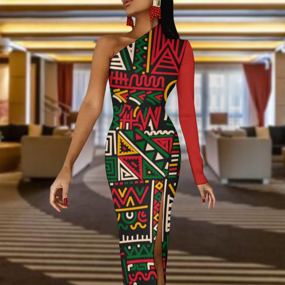 Half Sleeve Slit Dress