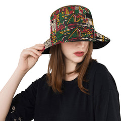 AfroCentrc Pattern  Black culture Black History Harlem RenaissanceUnisex Summer Bucket Hat (Harlem Print Magic)