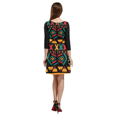Women's 3/4 Sleeve Round Neck Sundress(Model D23)