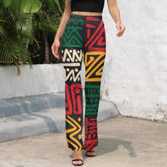 AfroCentrc Pattern  Black culture Black History Harlem Renaissance LP Flared Pants ( Harlem Print Magic)