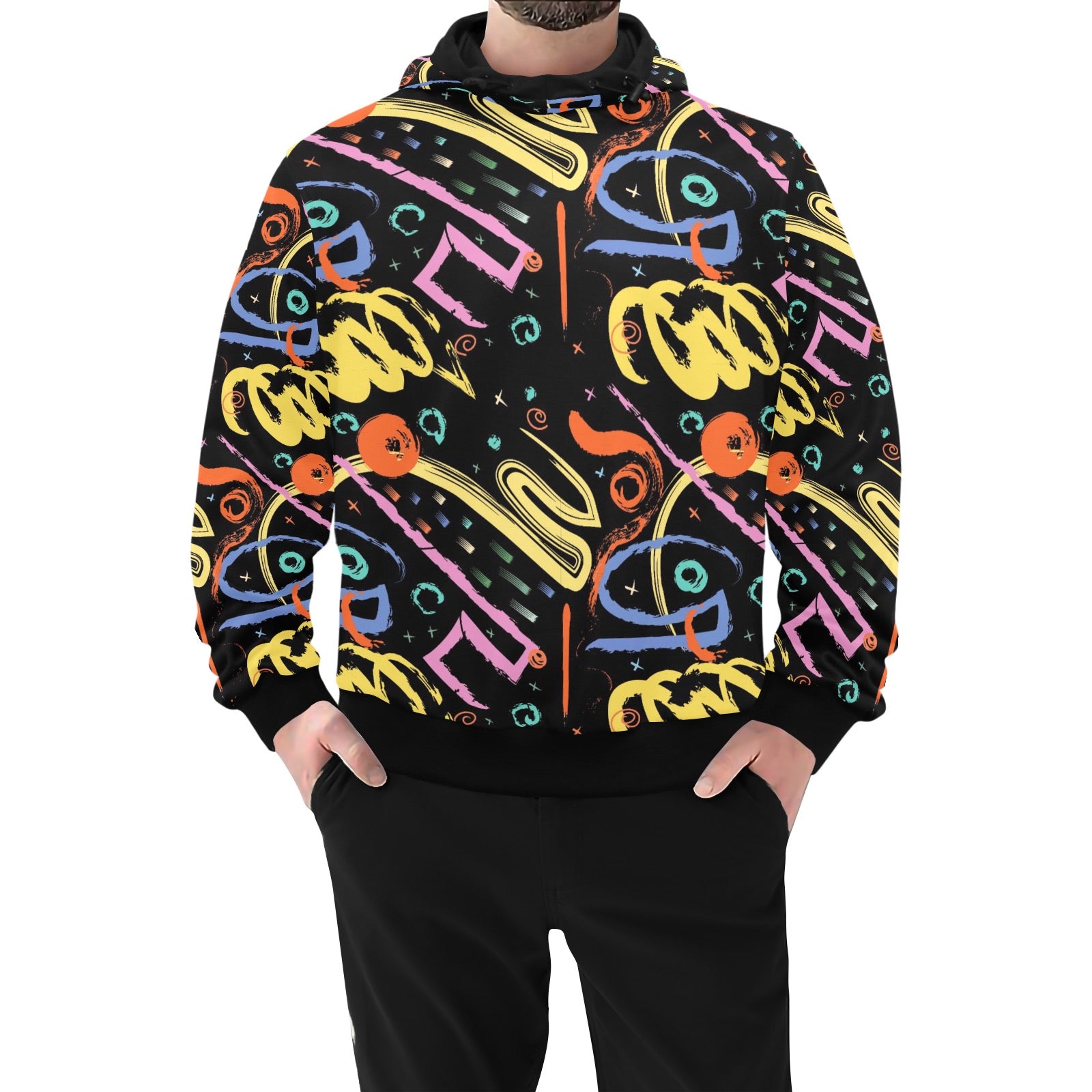 Men’s High-Neck Pullover Hoodie (Model H24)