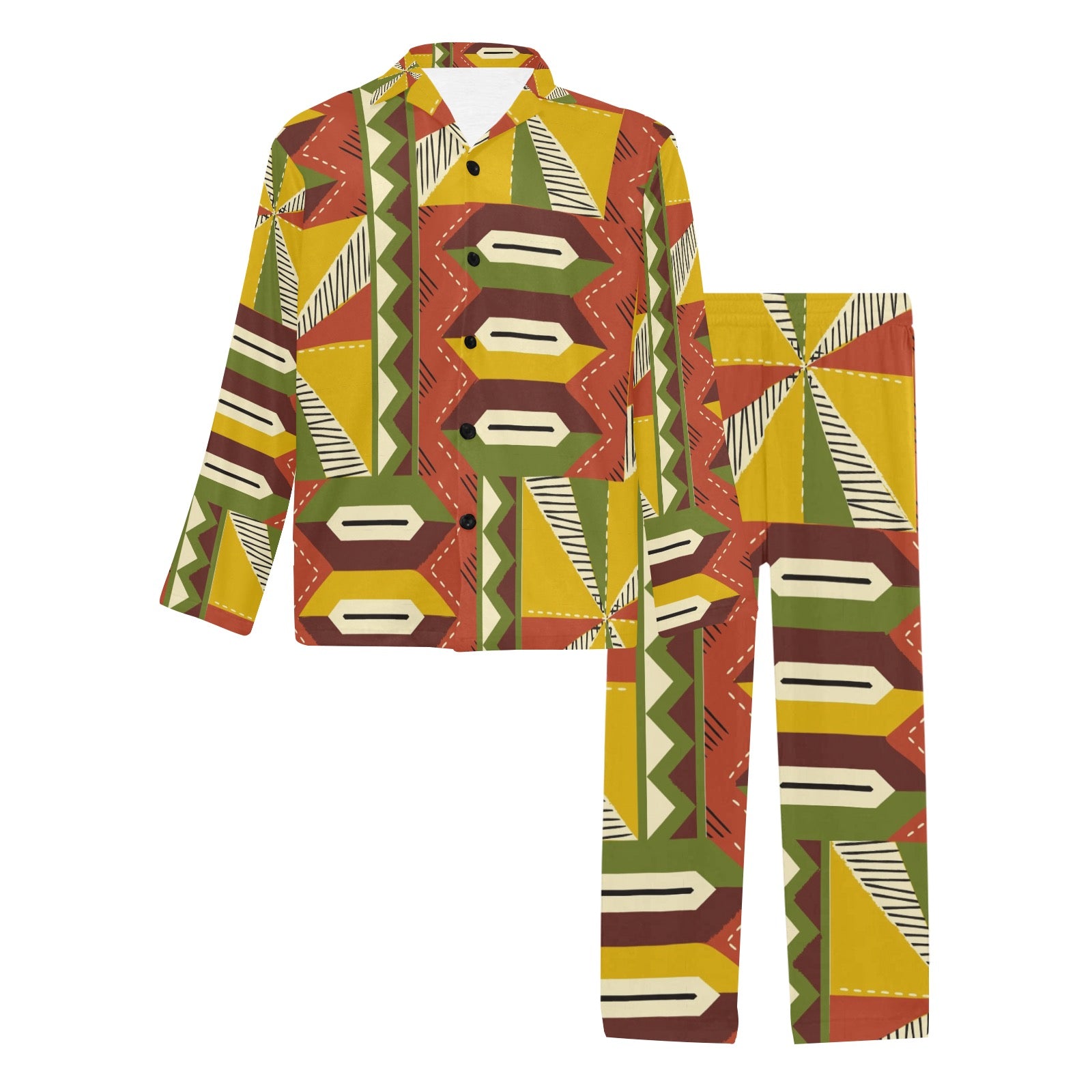 Men's V-Neck Long Pajama Set