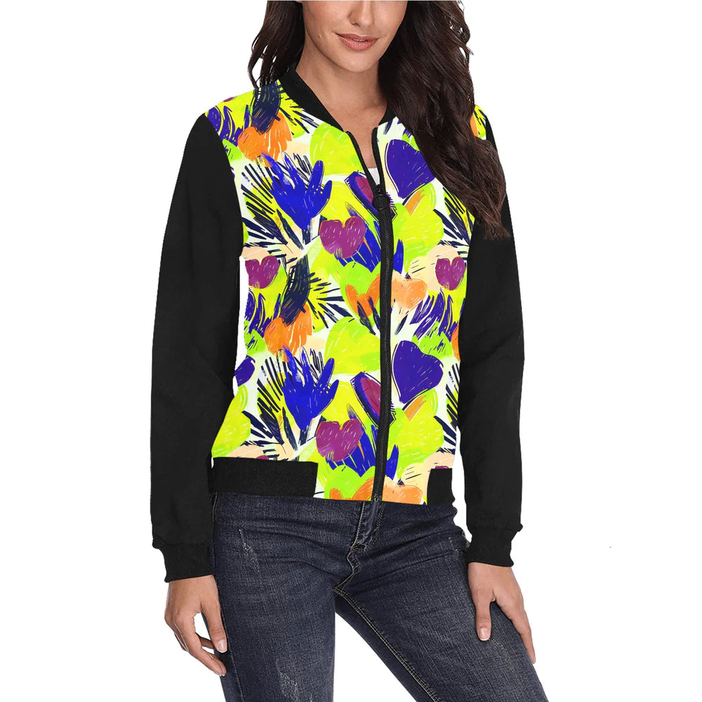 Blouson bomber imprimé intégral pour femme (Modèle H36)