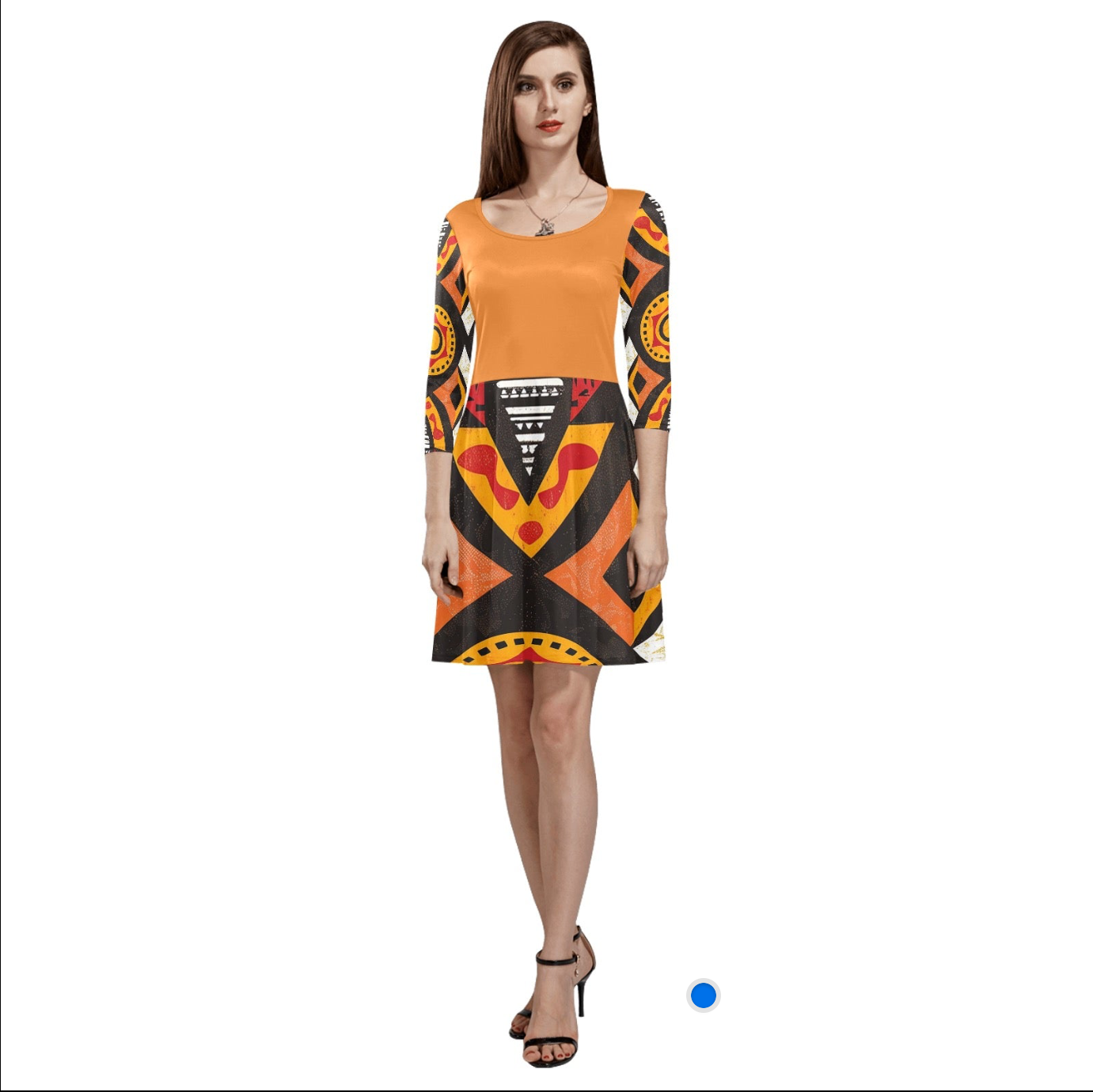 Women's 3/4 Sleeve Round Neck Sundress 3333