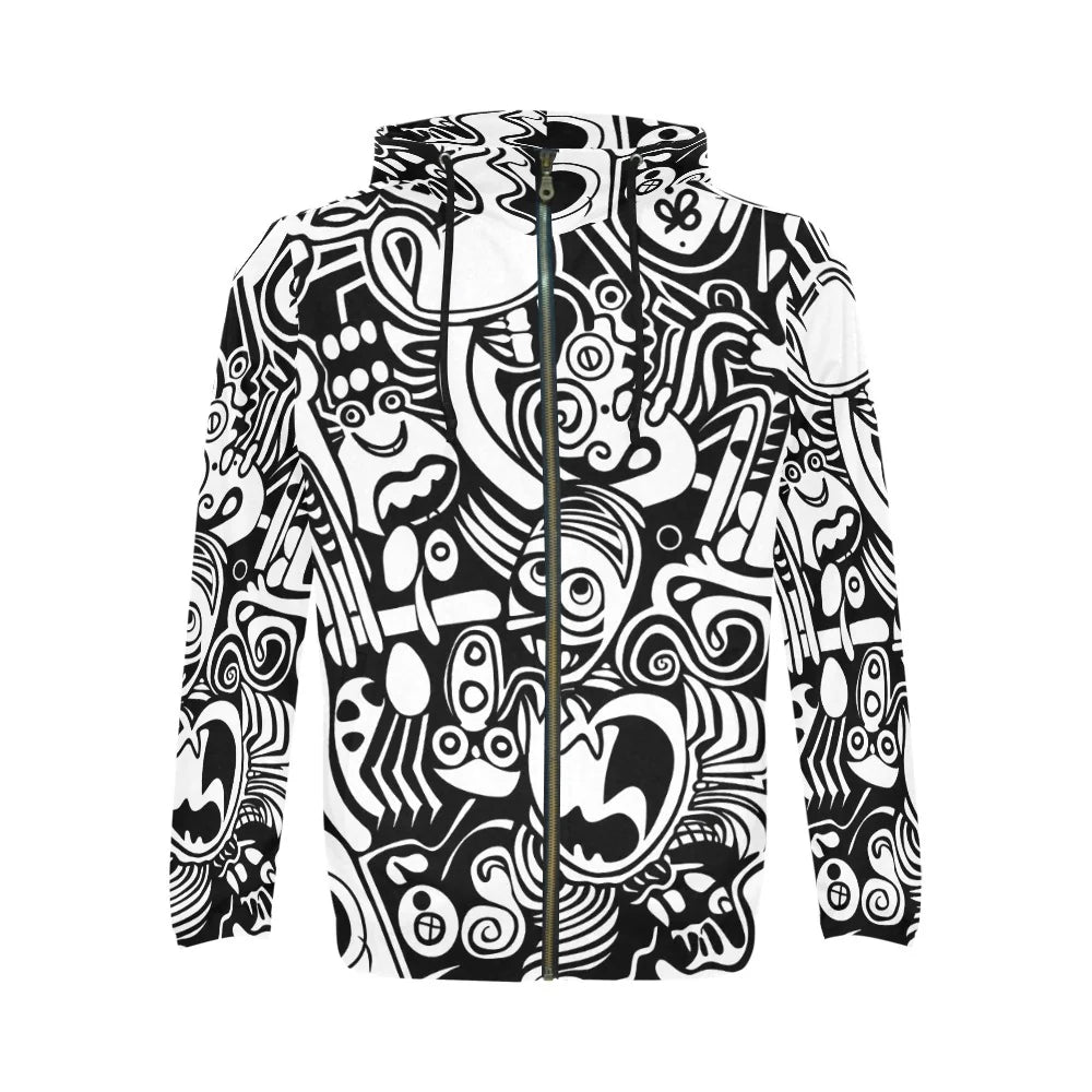 Men’s All Over Print Full-Zip Hoodie (Model H14)