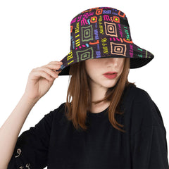 AfroCentrc Pattern  Black culture Black History Harlem Renaissance Unisex Summer Bucket Hat (Harlem Print Magic)