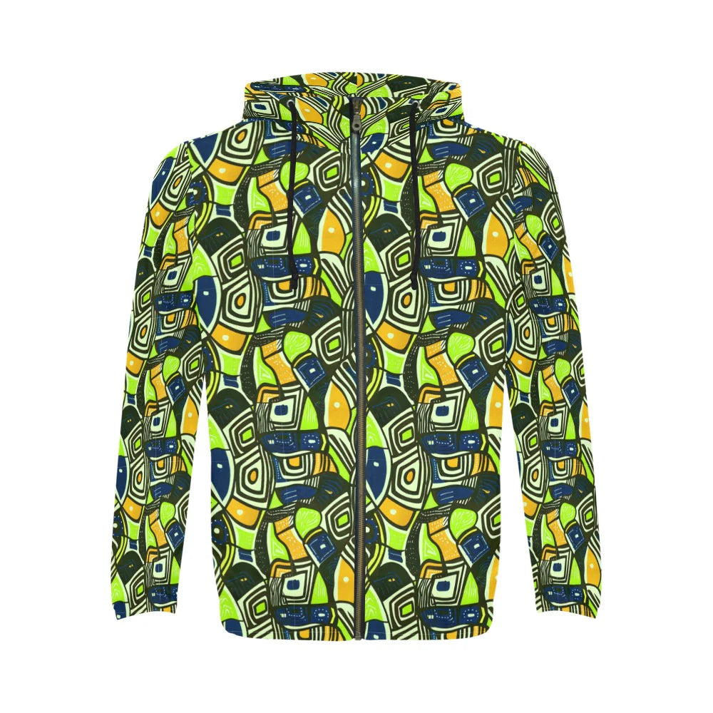 Men’s All Over Print Full-Zip Hoodie (Model H14)