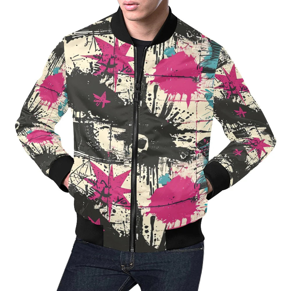 Men's All Over Print Bomber Jacket (Model H19)