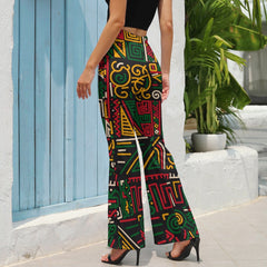 AfroCentrc Pattern  Black culture Black History Harlem Renaissance LP Flared Pants ( Harlem Print Magic)
