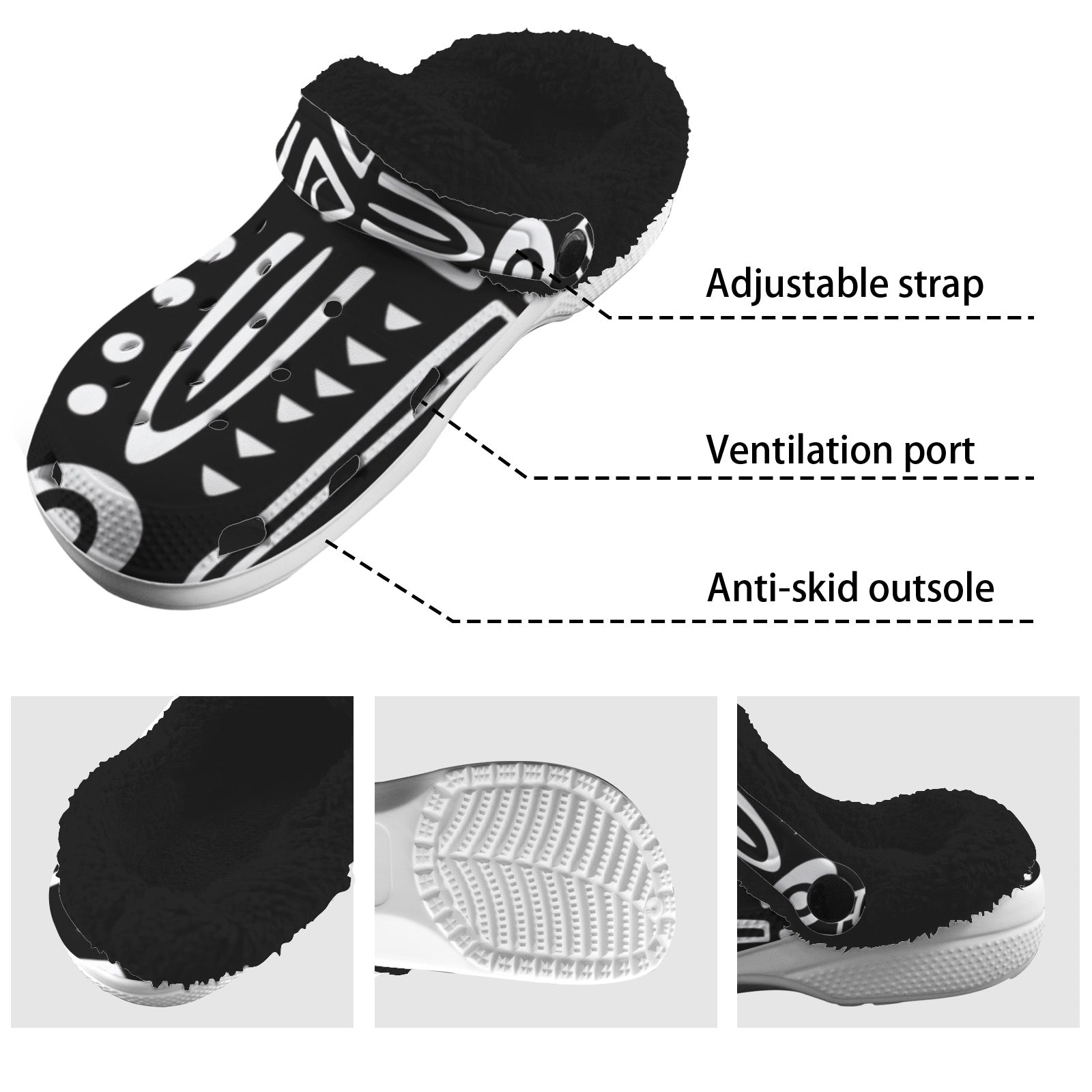 Custom Print Fleece Lined Adults Clogs