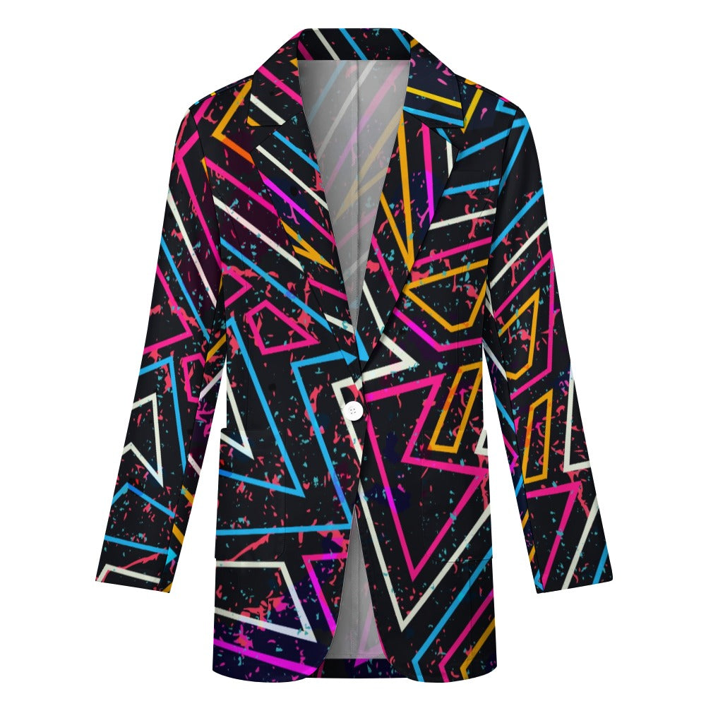 Veste blazer pour femme à imprimé géométrique afro-centrique