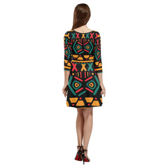 Women's 3/4 Sleeve Round Neck Sundress(Model D23)