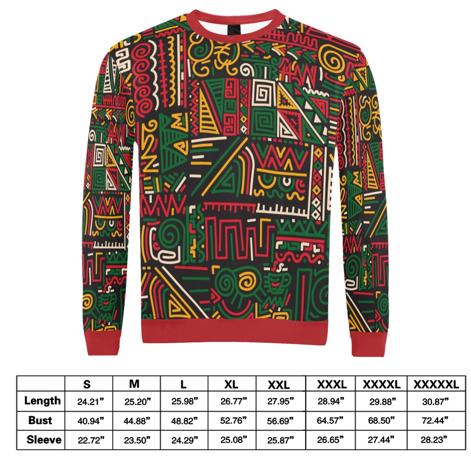 AfroCentrc Pattern  Black culture Black History Harlem RenaissanceMen's All Over Print Sweatshirt  ( Harlem Print Magic)