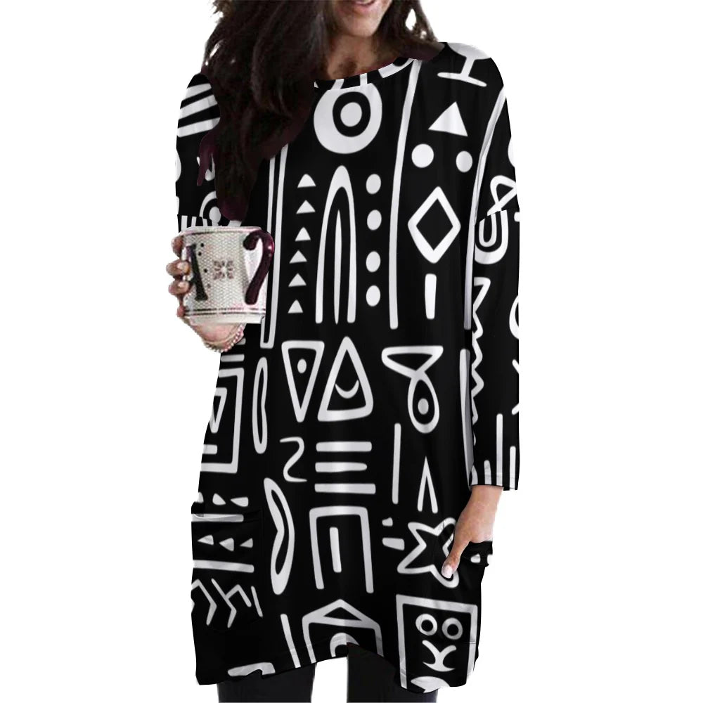 Women’s All Over Long Sleeve Mini Dress