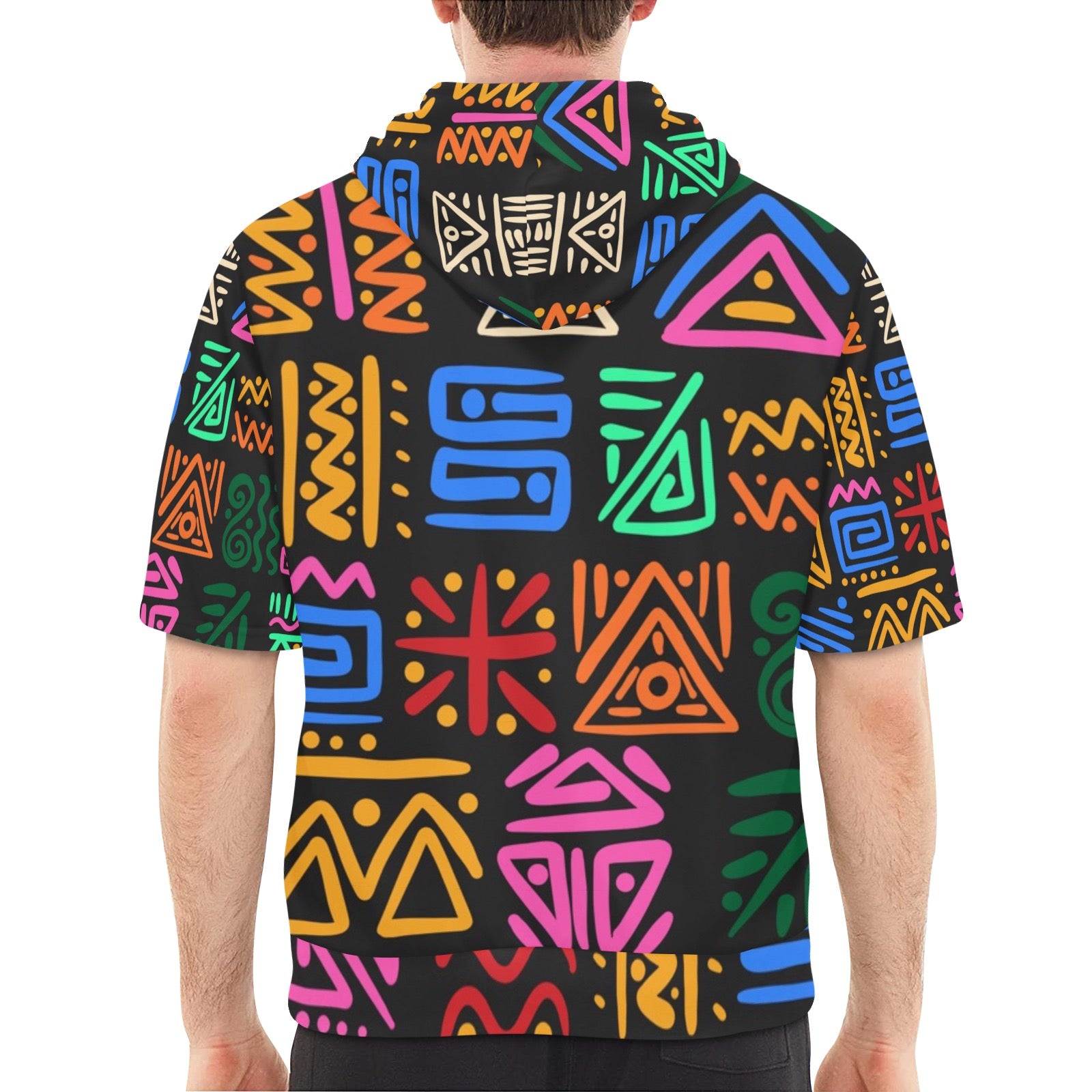 Men's Short Sleeve Fleece Hoodie (H54)