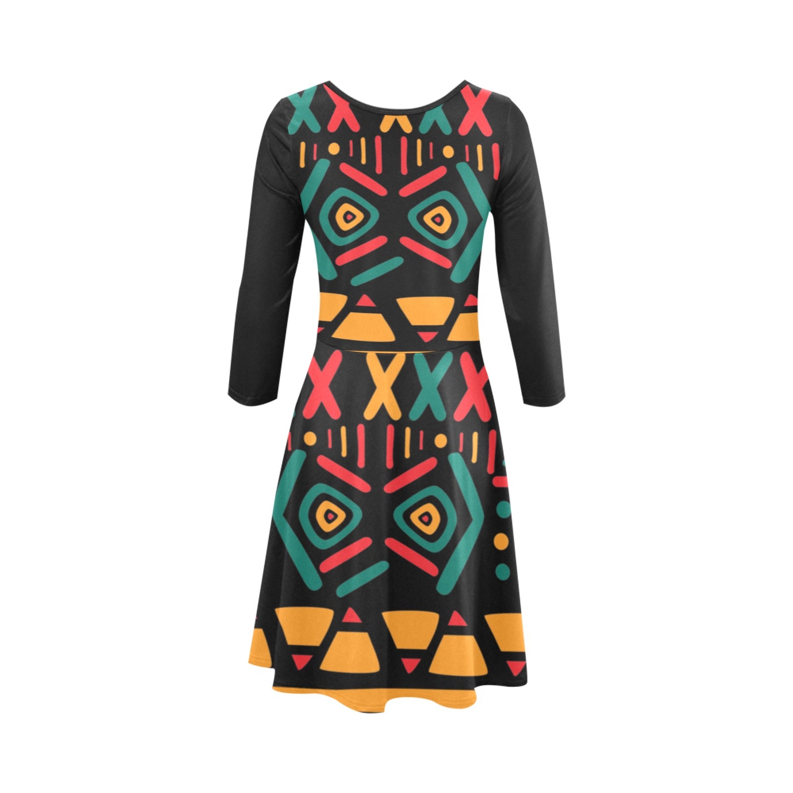 Women's 3/4 Sleeve Round Neck Sundress(Model D23)