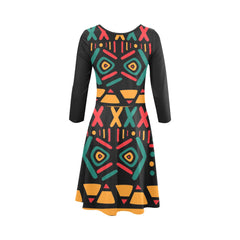 Women's 3/4 Sleeve Round Neck Sundress(Model D23)