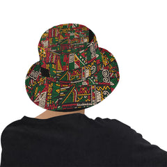 AfroCentrc Pattern  Black culture Black History Harlem RenaissanceUnisex Summer Bucket Hat (Harlem Print Magic)