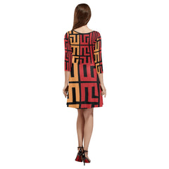 Women's 3/4 Sleeve Round Neck Sundress(Model D23)