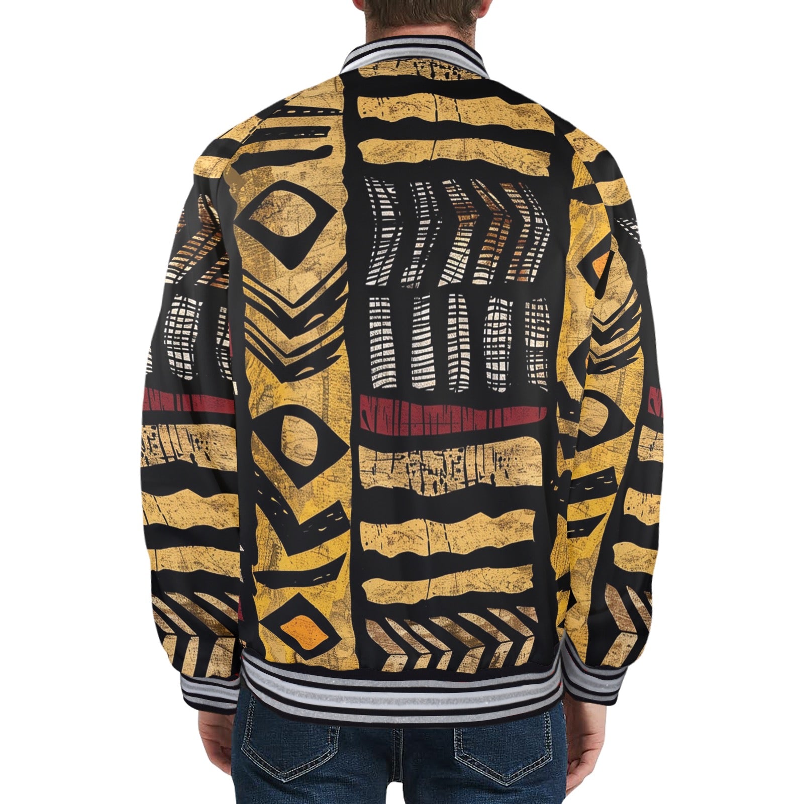 New Men's Striped Trim Bomber Jacket