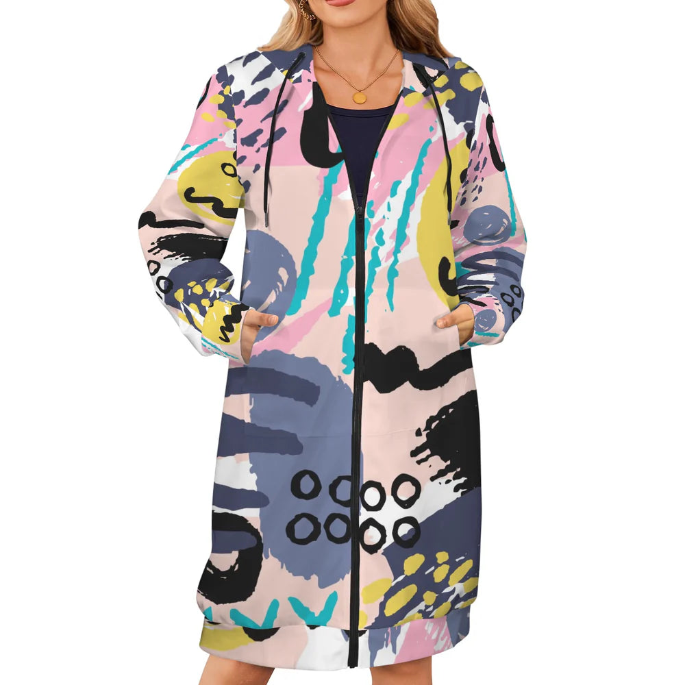 Women's Long Hooded Coat (H72)