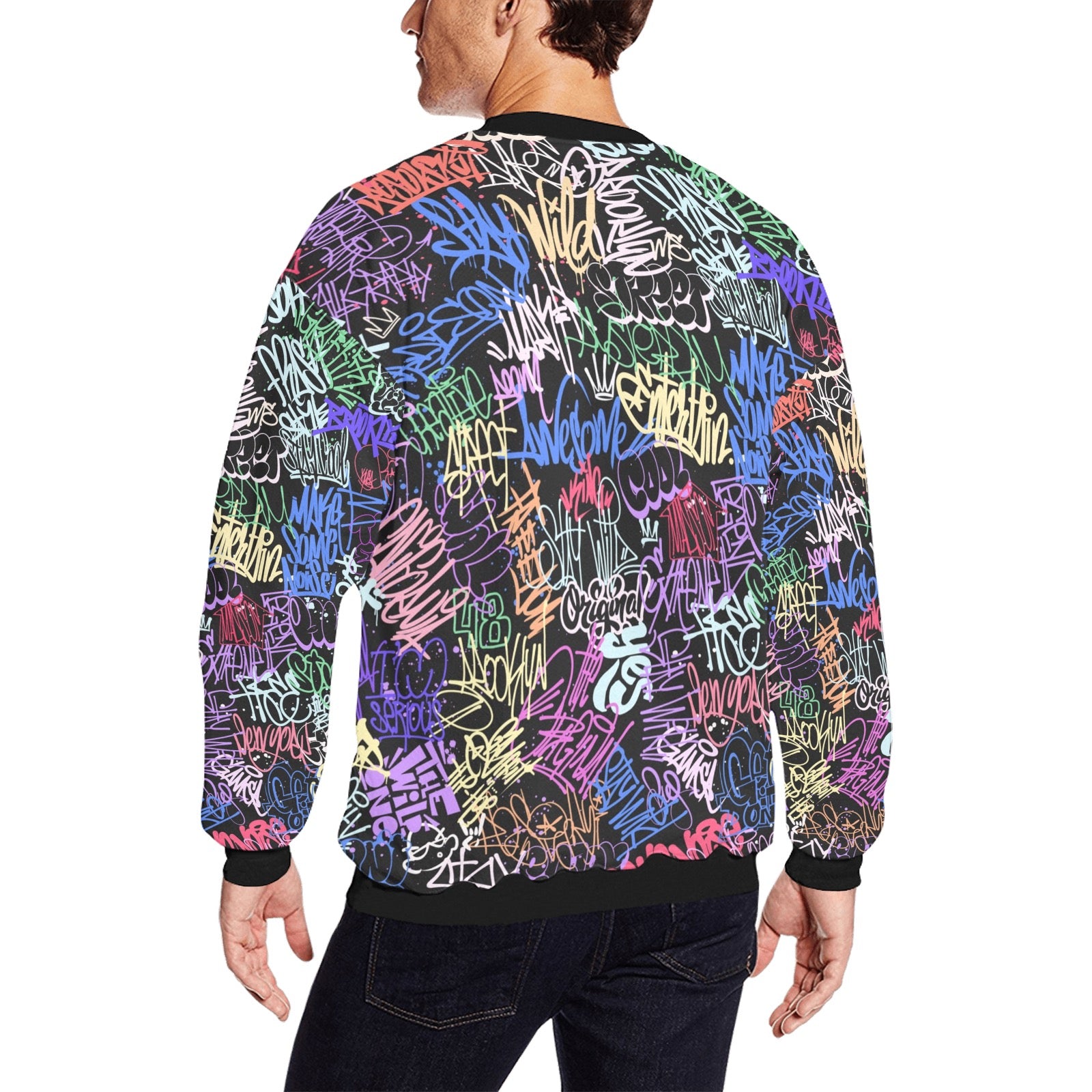 Men's All Over Print Fuzzy Sweatshirt (Model H18)