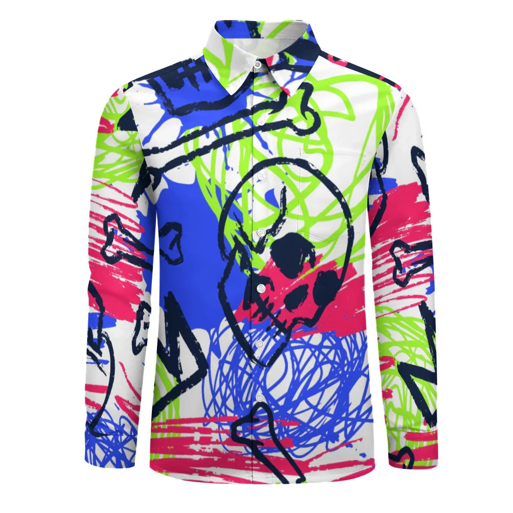 Peach Velvet Casual One Pocket Long Sleeve Shirt HPM