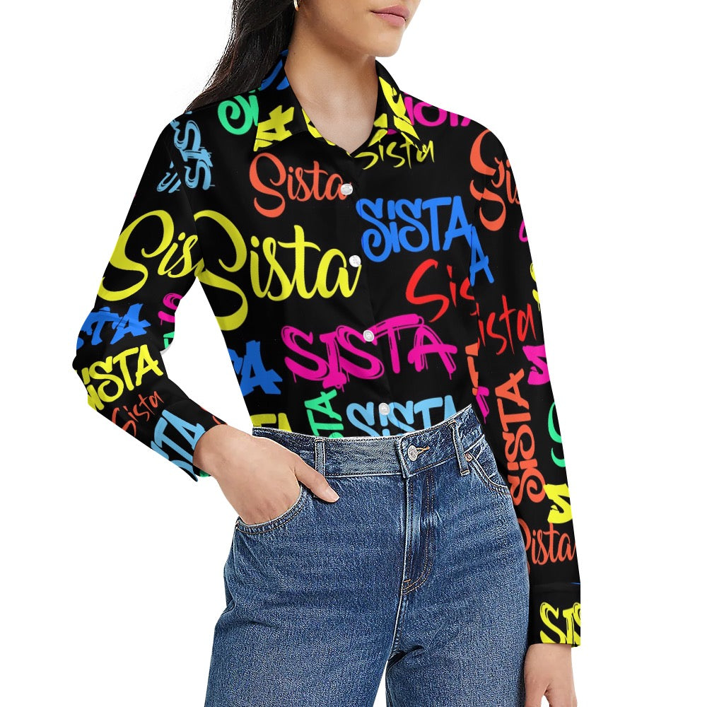 AfroCentrc Pattern  Black culture Black History Harlem Renaissance Women's long sleeved lining ( Harlem Print Magic)