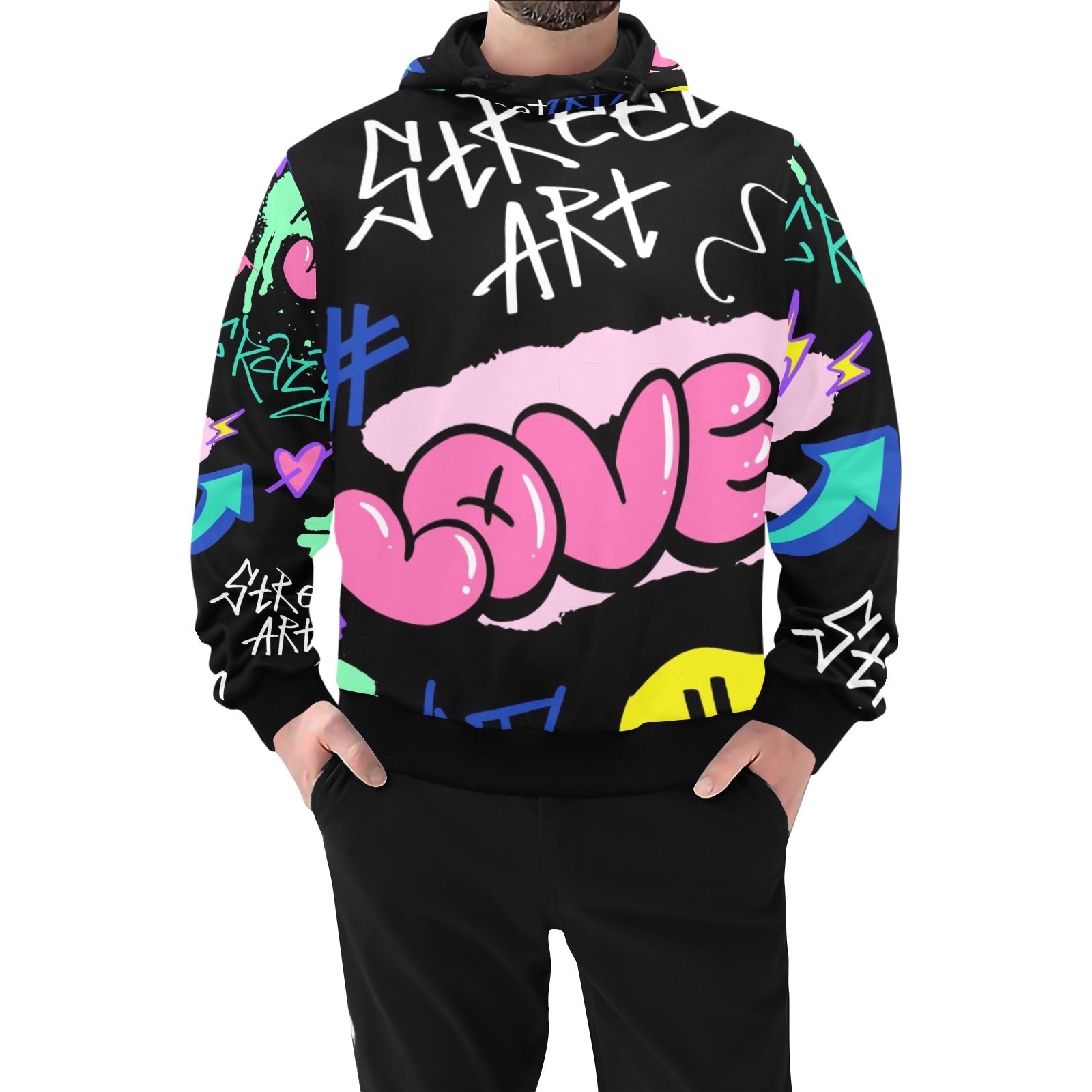 Men’s High-Neck Pullover Hoodie (Model H24)