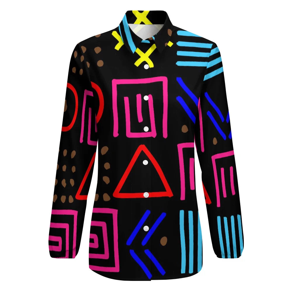 Women's Vintage Casual Long Sleeve Button-Down Shirt