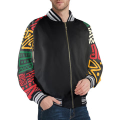 Discover the Men's Striped Bomber Jacket with polyester-spandex blend, zipper front, and elastic fit for everyday wear in versatile seasons.