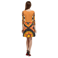 Women's 3/4 Sleeve Round Neck Sundress(Model D23)