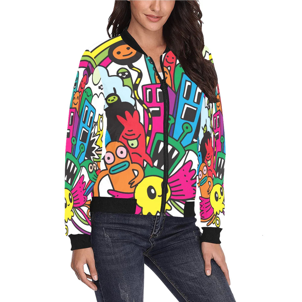 Women's All Over Print  Bomber Jacket (Model H36)