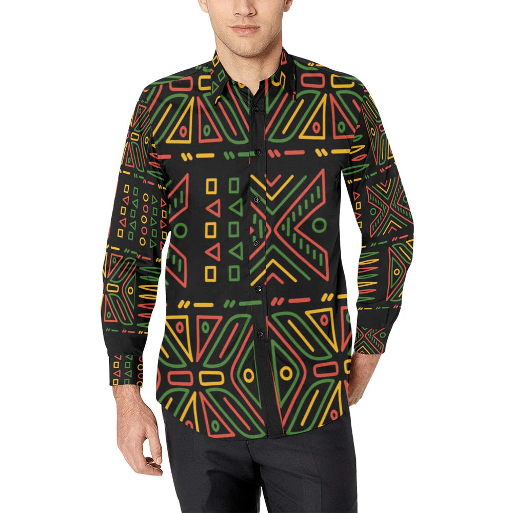 Men's All Over Print Long Sleeve Shirt(Without Pocket)(T61)