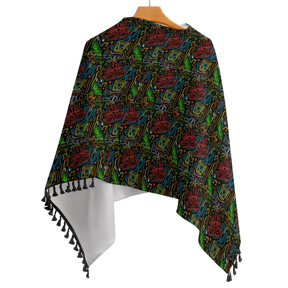 Knitted Cape With Fringed Edge