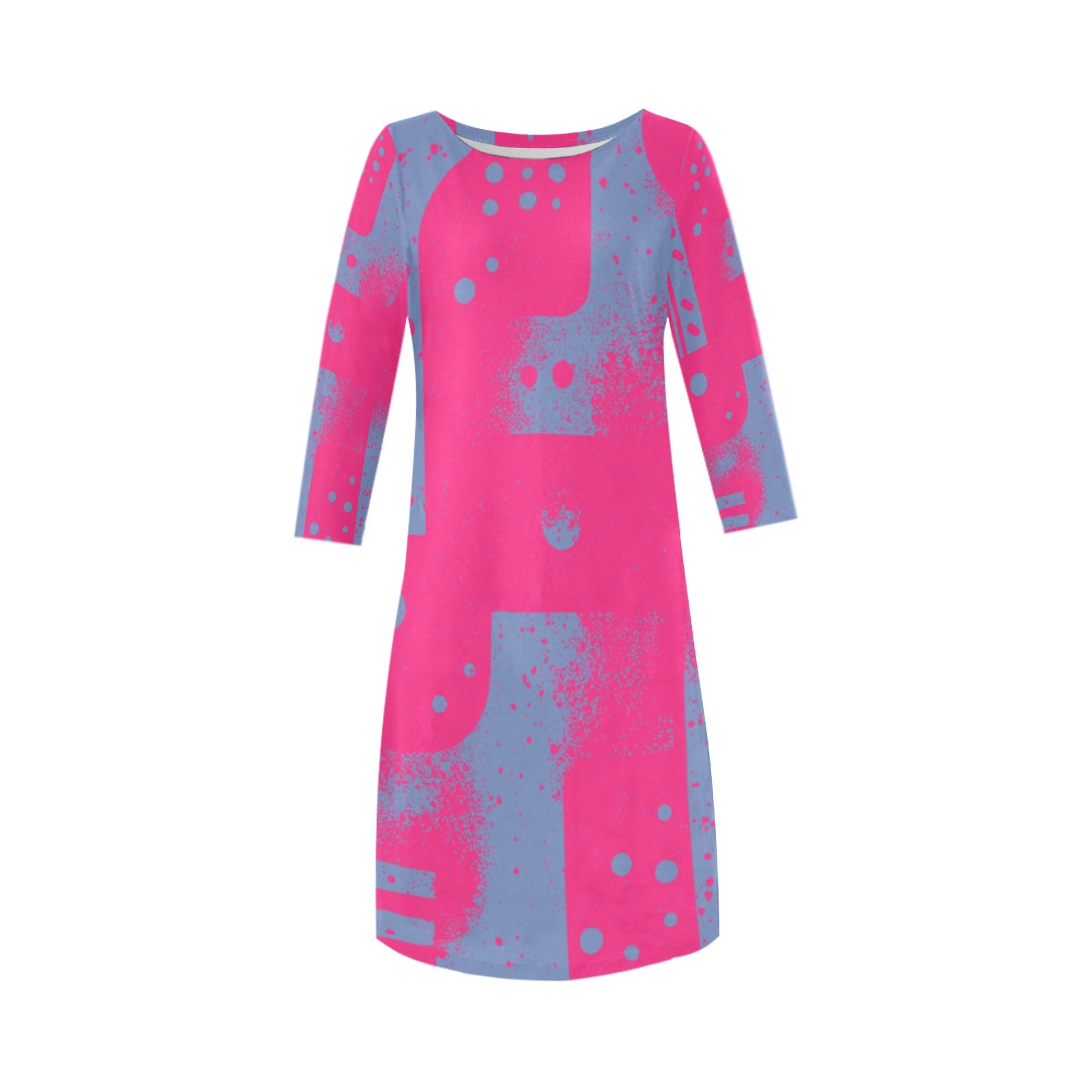 Women's Loose Round Neck Dress (Model D22)