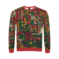 AfroCentrc Pattern  Black culture Black History Harlem RenaissanceMen's All Over Print Sweatshirt  ( Harlem Print Magic)