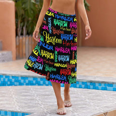 AfroCentrc Pattern  Black culture Black History Harlem Renaissance Skirt ( Harlem Print Magic)