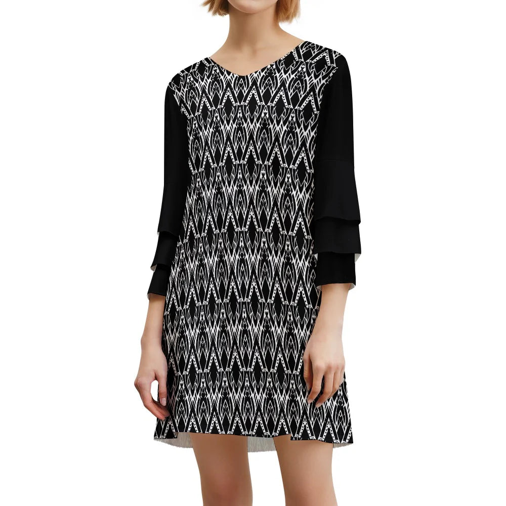 Lotus leaf sleeve dress